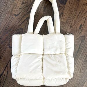 Elegant Cream Quilted Tote Bag